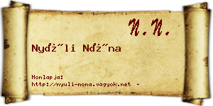 Nyúli Nóna névjegykártya